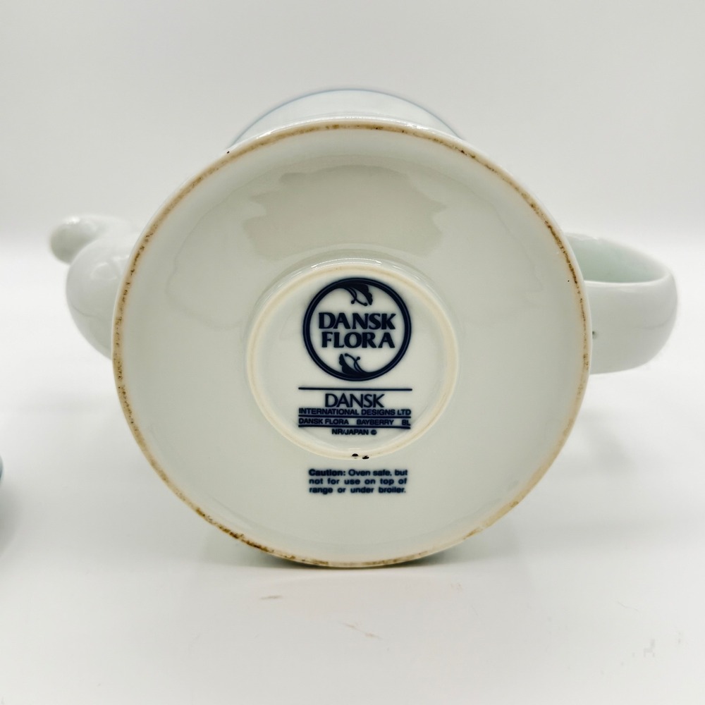 Vintage Dansk Flora Bayberry Blue White Teapot Coffee Pot Lid Japan Porcelain - Picture 5 of 6